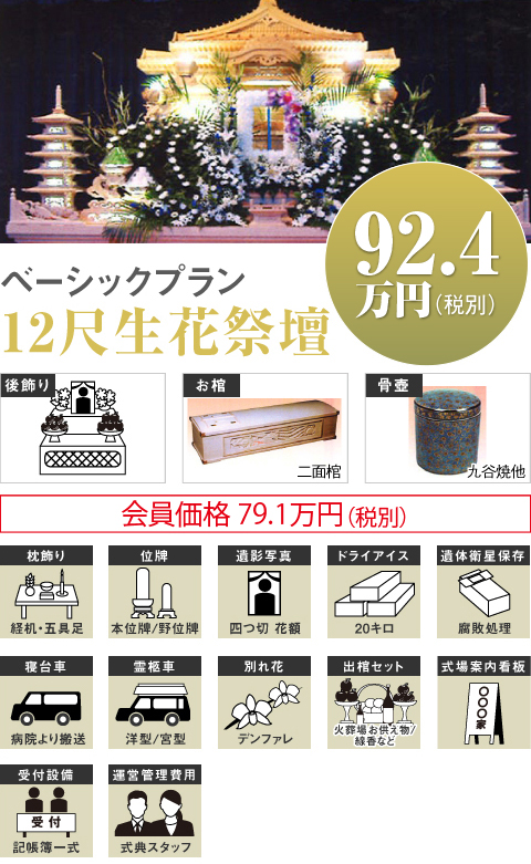 ベーシックプラン12尺生花祭壇